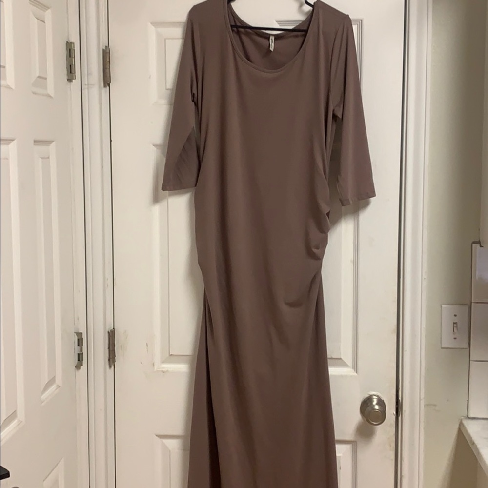 Taupe maternity maxi dress